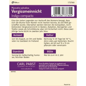 Pabst Keimkraft Vergißmeinnicht Indigo Compacto Saatgut Packung