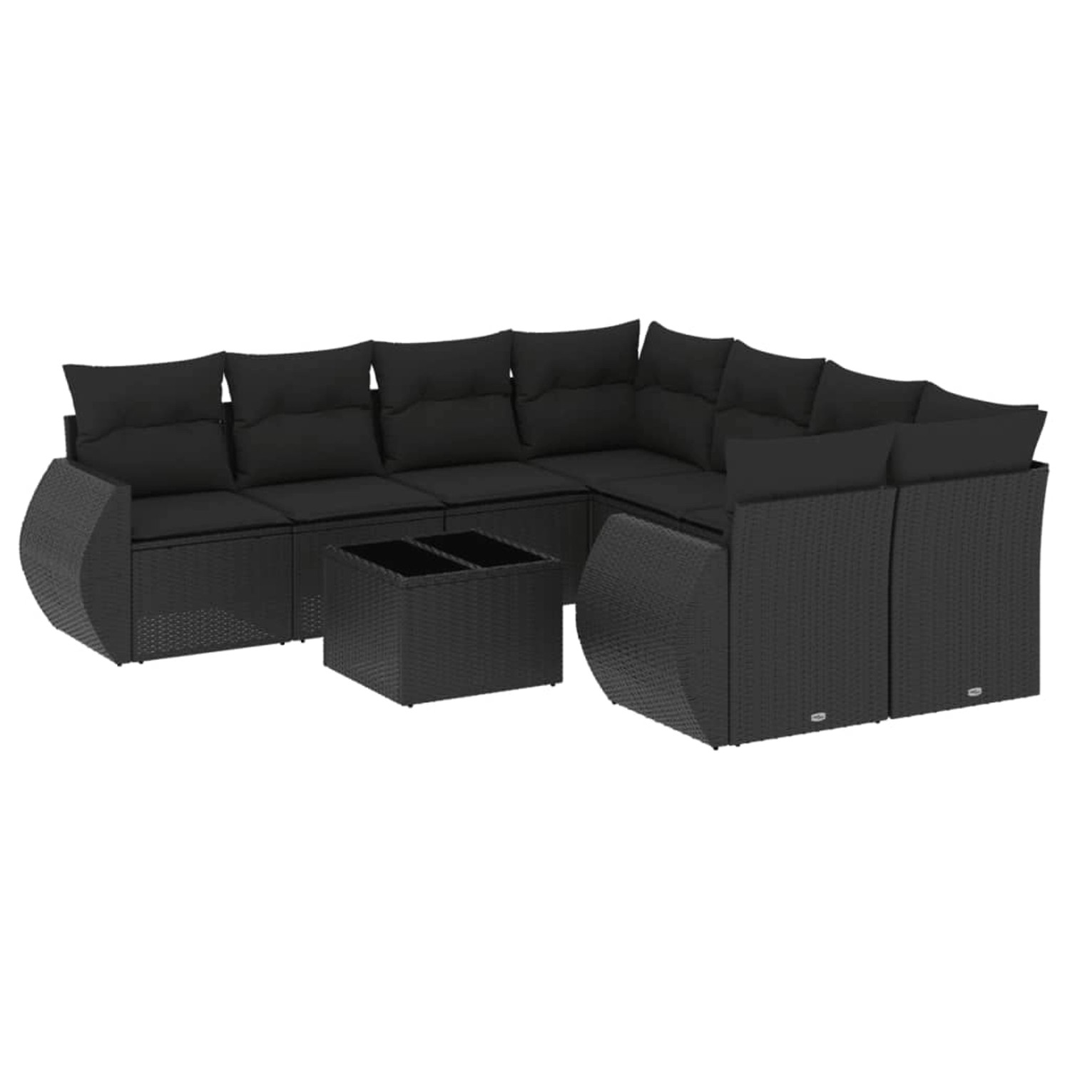 vidaXL 9-tlg Garten-Sofagarnitur mit Kissen Schwarz Poly Rattan Modell 182 günstig online kaufen