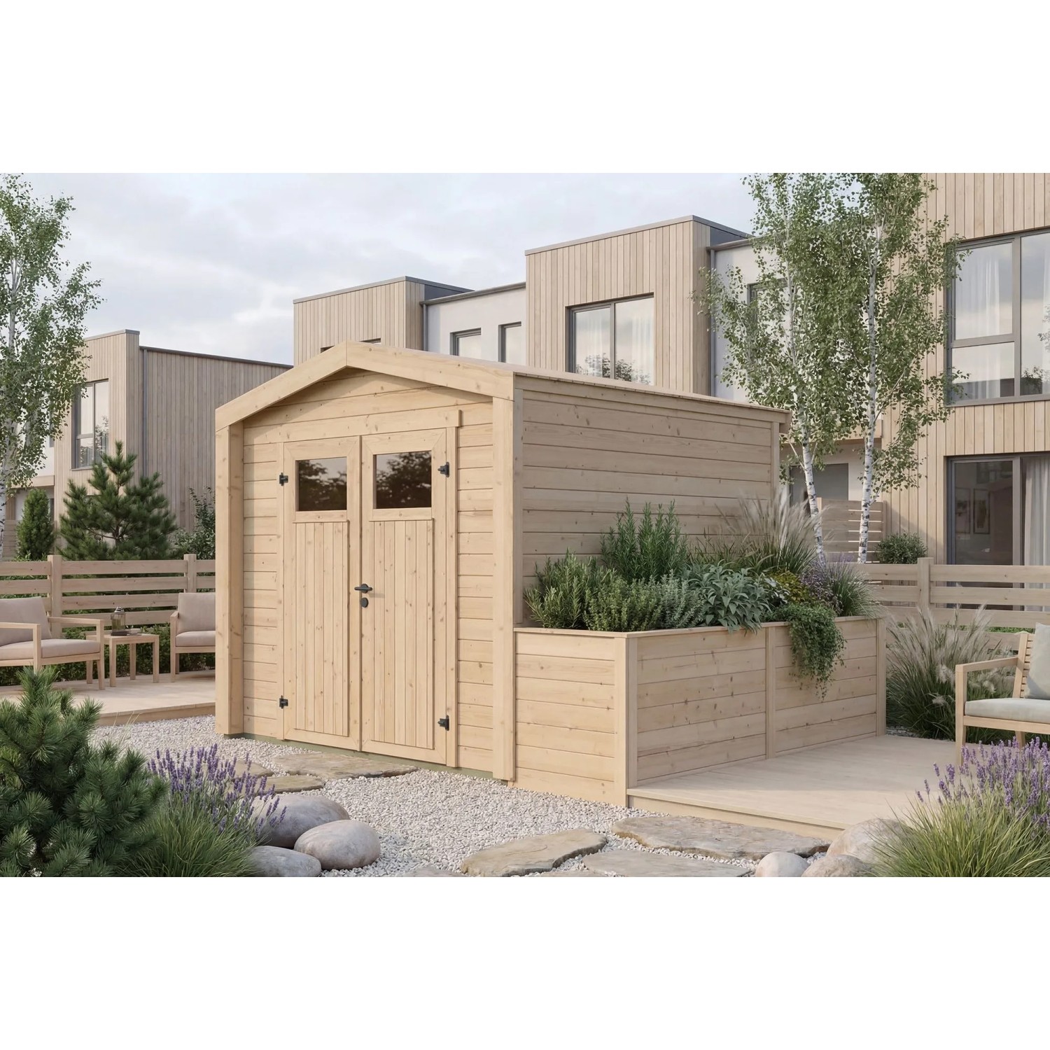 Weka Holz-Gartenhaus Killarney Satteldach Natur Unbehandelt 334 cm x 263 cm