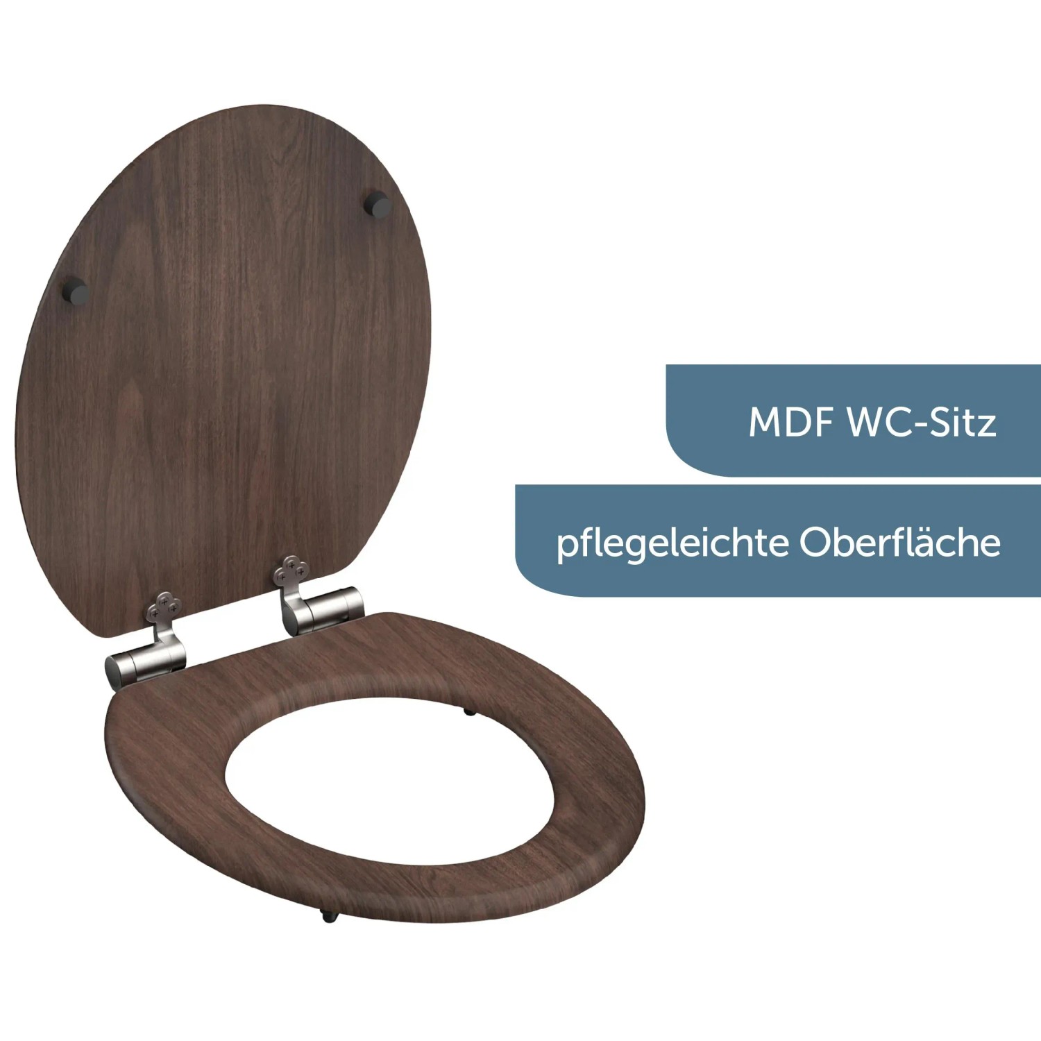Schütte WC-Sitz MDF Dark Wood mit Absenkautomatik, Holzoptik.