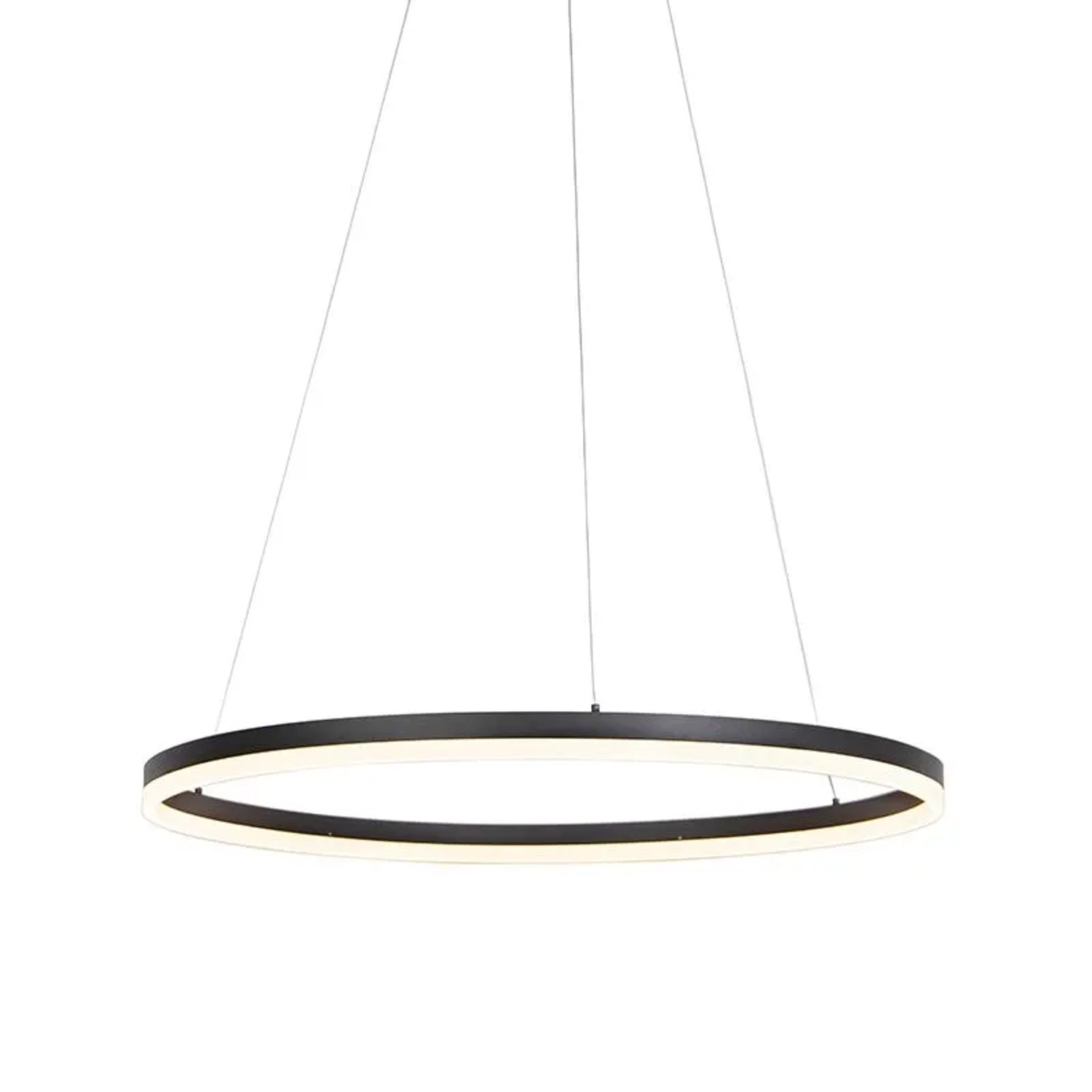 QAZQA Design Hängelampe Schwarz 80 cm inkl  LED 3 Stufen Dimmbar Anello