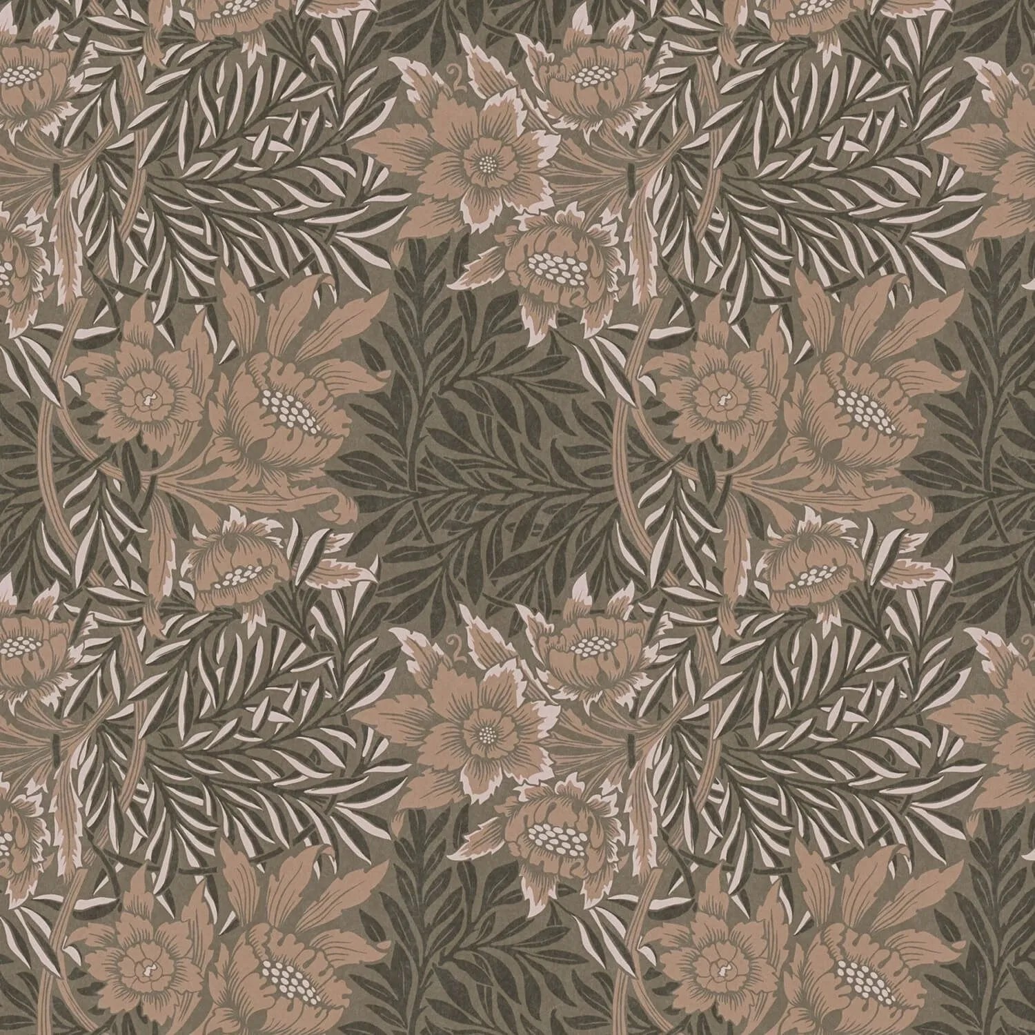 PROFHOME 390584-GU Blumen Tapete Floral Braun Beige Anthrazit Oliv-Grau 0,53 m x 10,05 m 5,33 m2