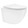 Weißes, spülrandloses LuxeBath Wand-WC, kurze Ausführung (49 cm).