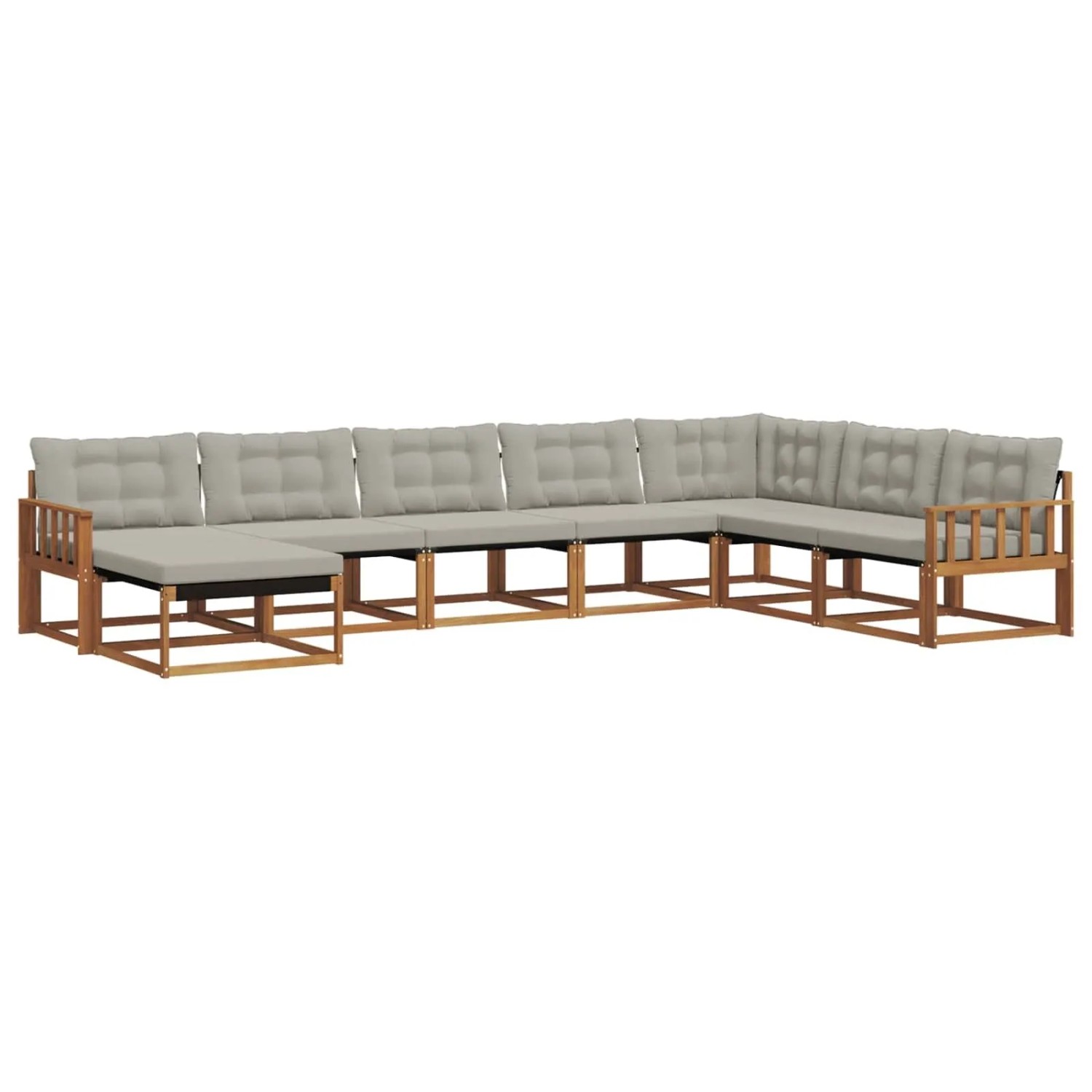 vidaXL Outdoor-Sofagarnitur mit Kissen 8-Tlg Natur und Hellgrau 3369742