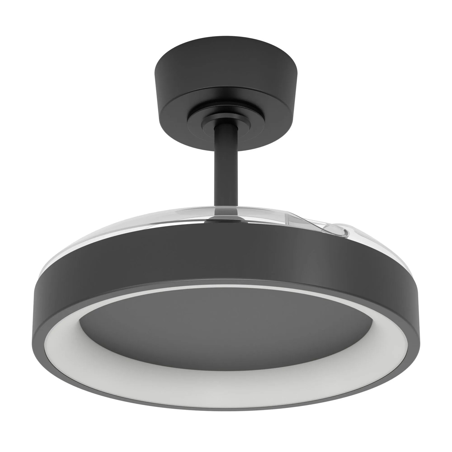 Schwarzer LED-Deckenventilator Eglo Torreya, Ø 77 cm, mit Fernbedienung und einziehbaren Flügeln.