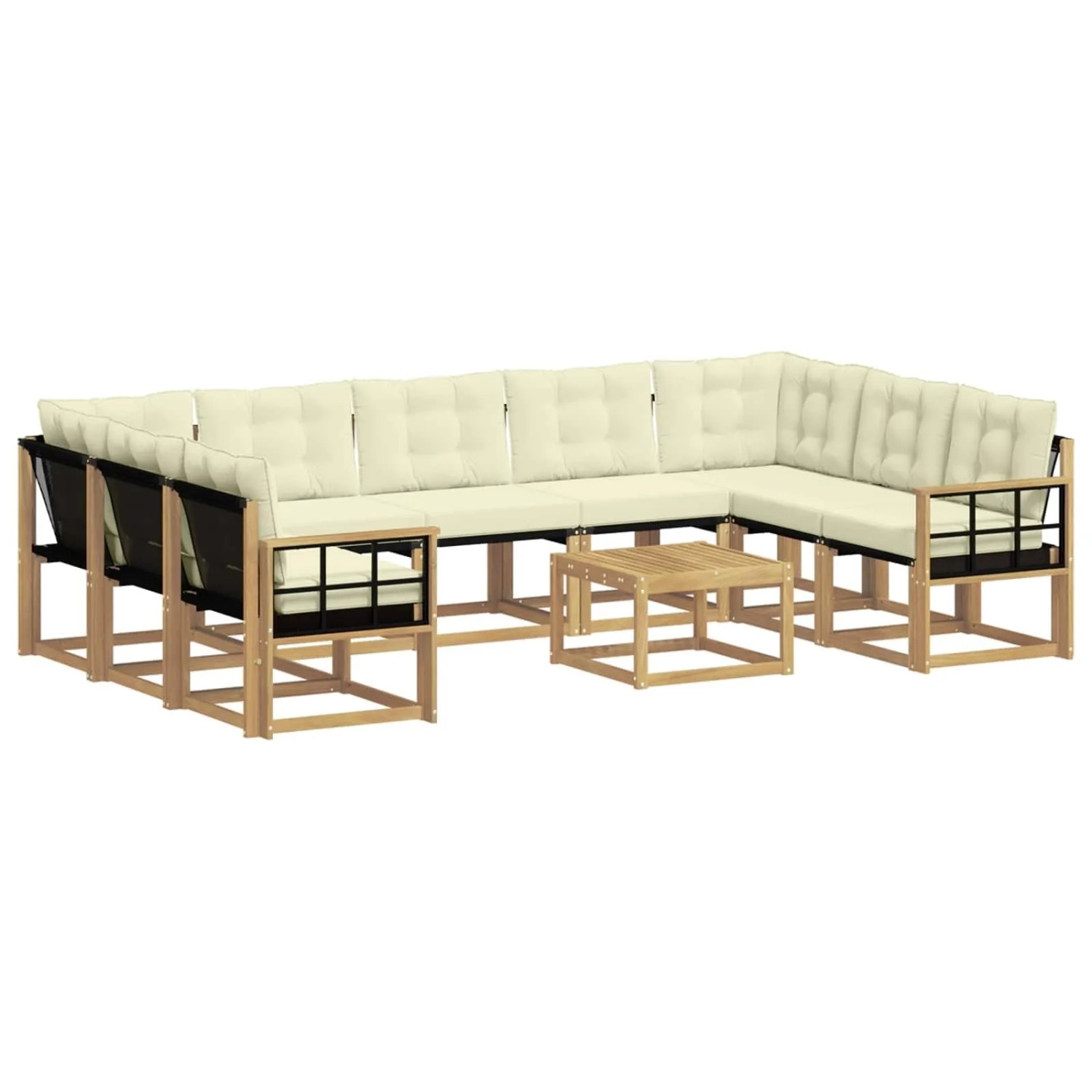 vidaXL Outdoor-Sofagarnitur mit Kissen 10 Stk Weiß und Creme 3389888