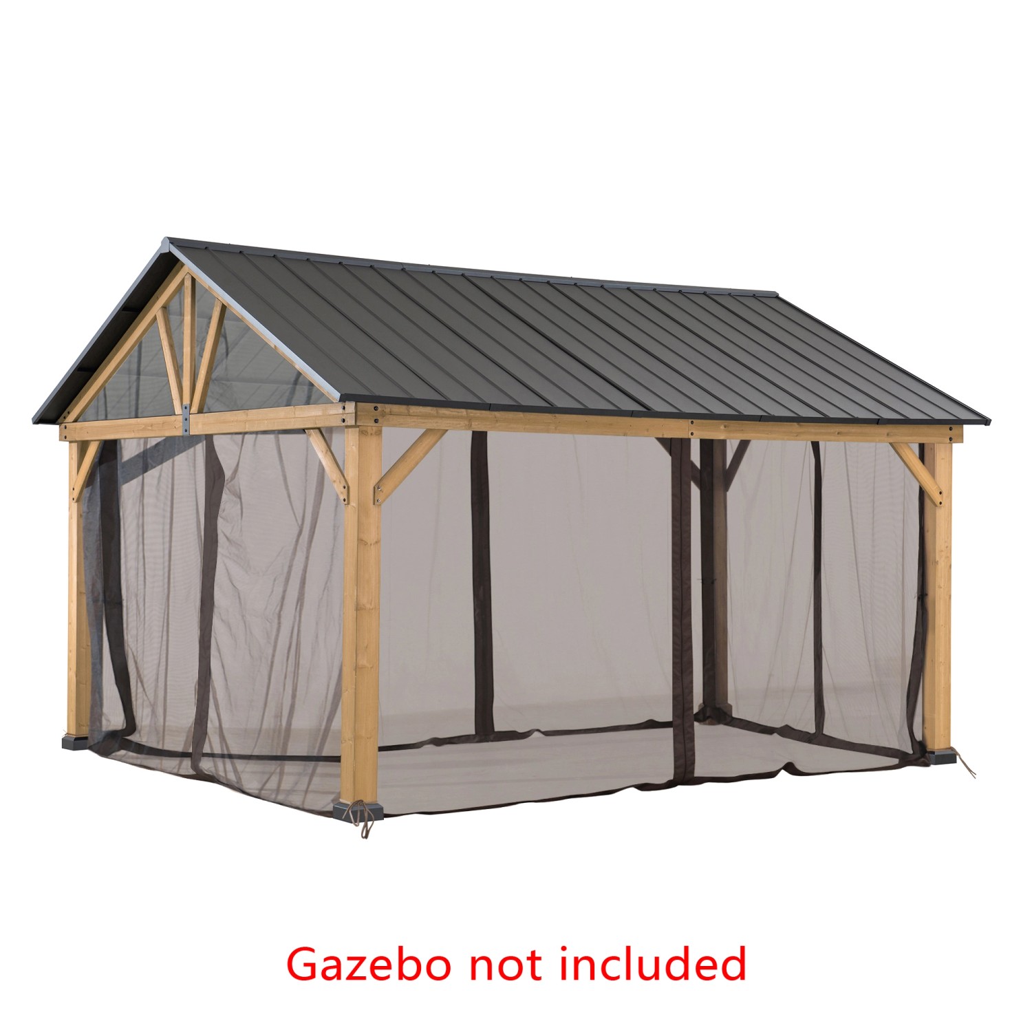 Moskitonetz für Sunjoy Zedernholz Gazebo 335x399cm, Khaki. Insektenschutz für Pavillon.