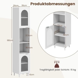 Costway Badschrank Schmal Badezimmerschrank mit 2 Verstellbaren Regalen