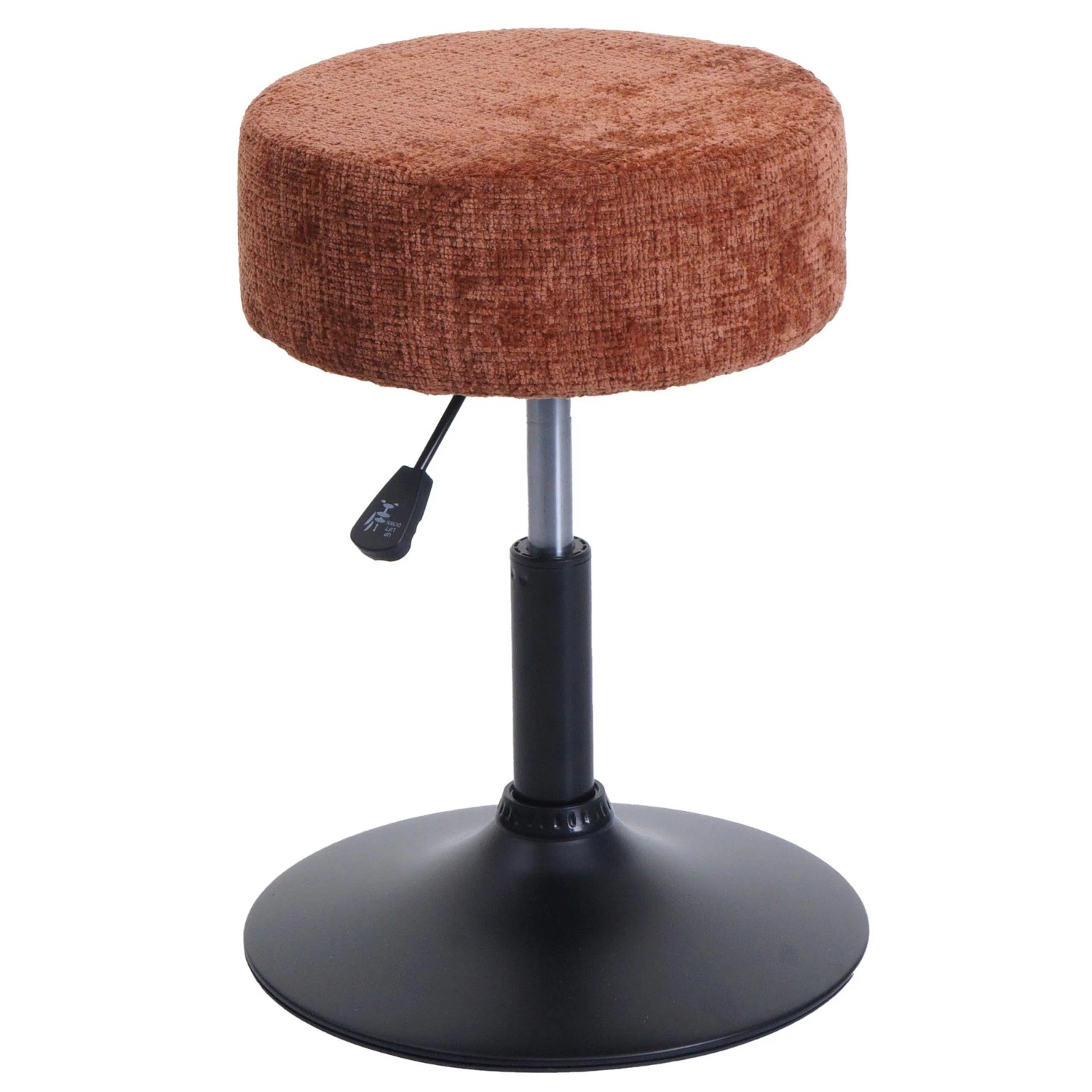 MCW Hocker C22 Höhenverstellbar Drehbar Ø 37cm Stoff Chenille Terrakotta