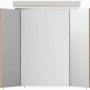 Posseik Spiegelschrank 80 cm in Eiche Gold mit LED-Lampe und Glasböden.
