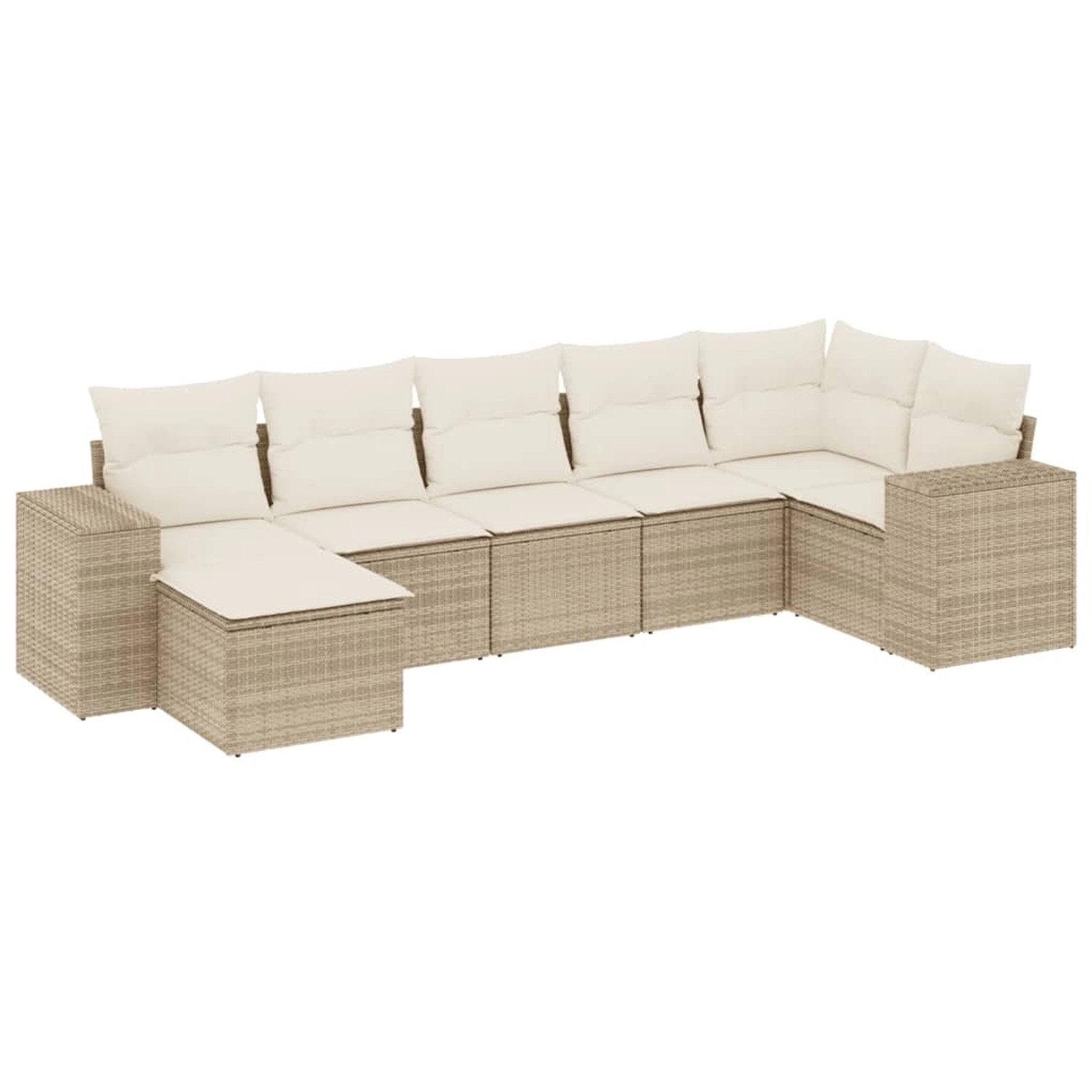 vidaXL 7-Tlg Garten-Sofagarnitur mit Kissen Beige Poly Rattan 3222877 günstig online kaufen