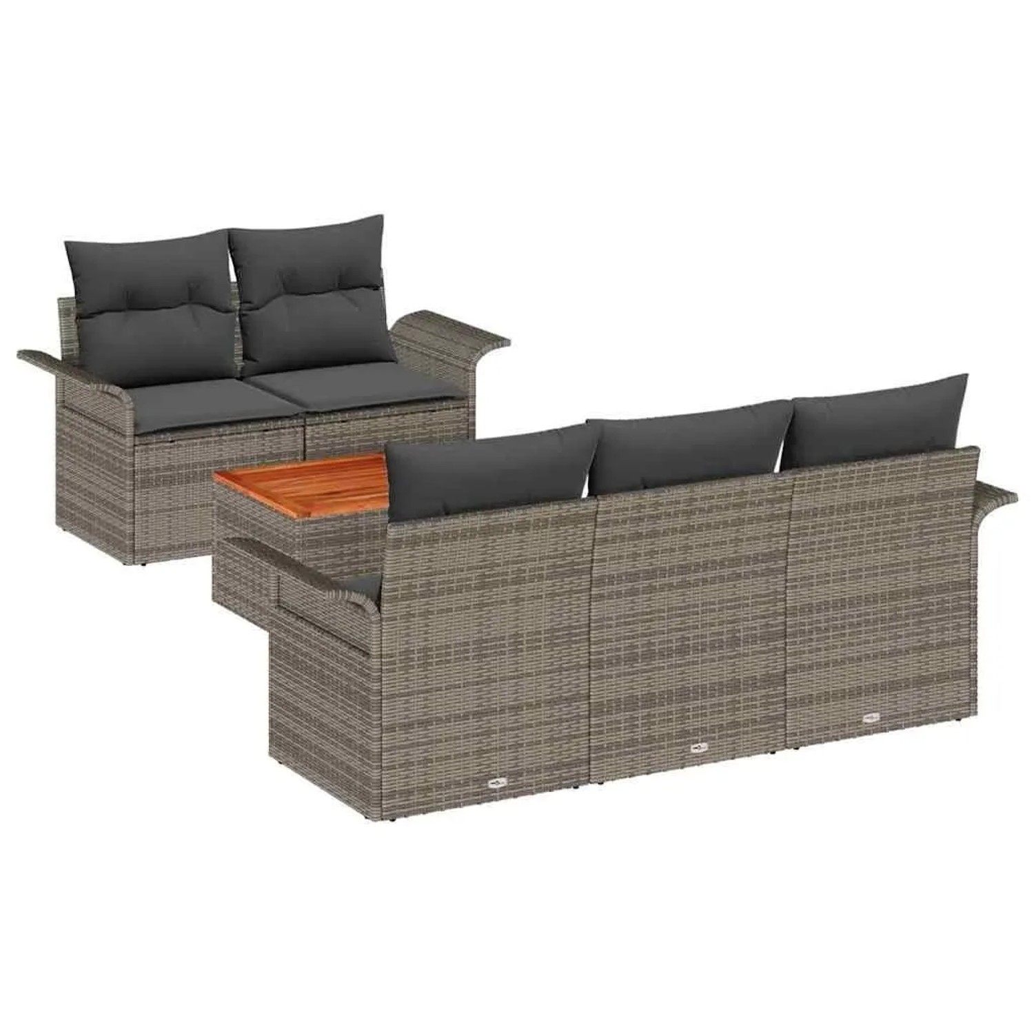 vidaXL Gartensofa-Set mit Speicher 6 Stk Grau Poly-Rattan 3355934 günstig online kaufen