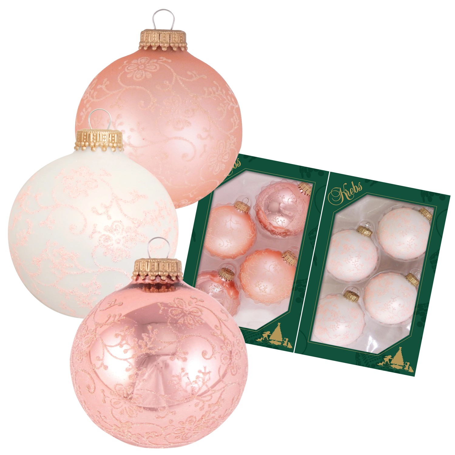 Krebs Glas Lauscha Weihnachtsbaumkugel 8-tlg. 7cm