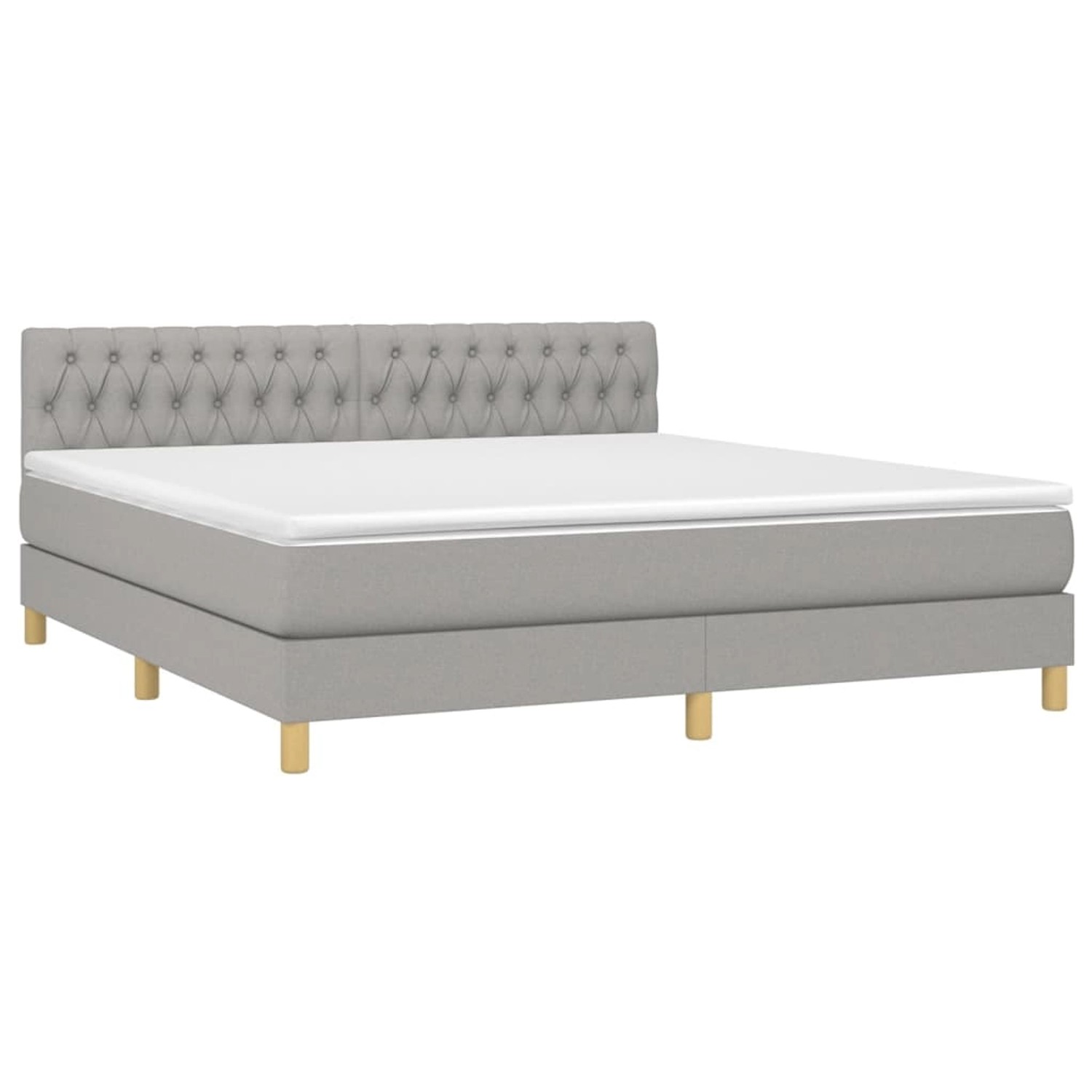vidaXL Boxspringbett mit Matratze & LED Hellgrau 180x200 cm Stoff 3133973 günstig online kaufen
