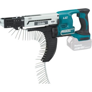 Makita DFR750Z Akku-Schrauber 18V Solo, mit Magazinvorsatz und Schraubenband.