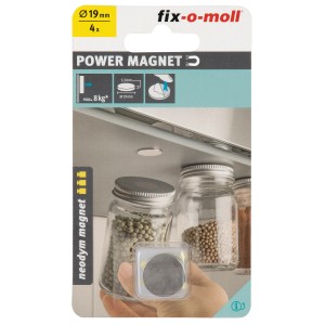 Fix-o-moll Magnetscheibe Neodym, selbstklebend, Ø 19mm, silber. Ideal für Pinnwände und mehr.