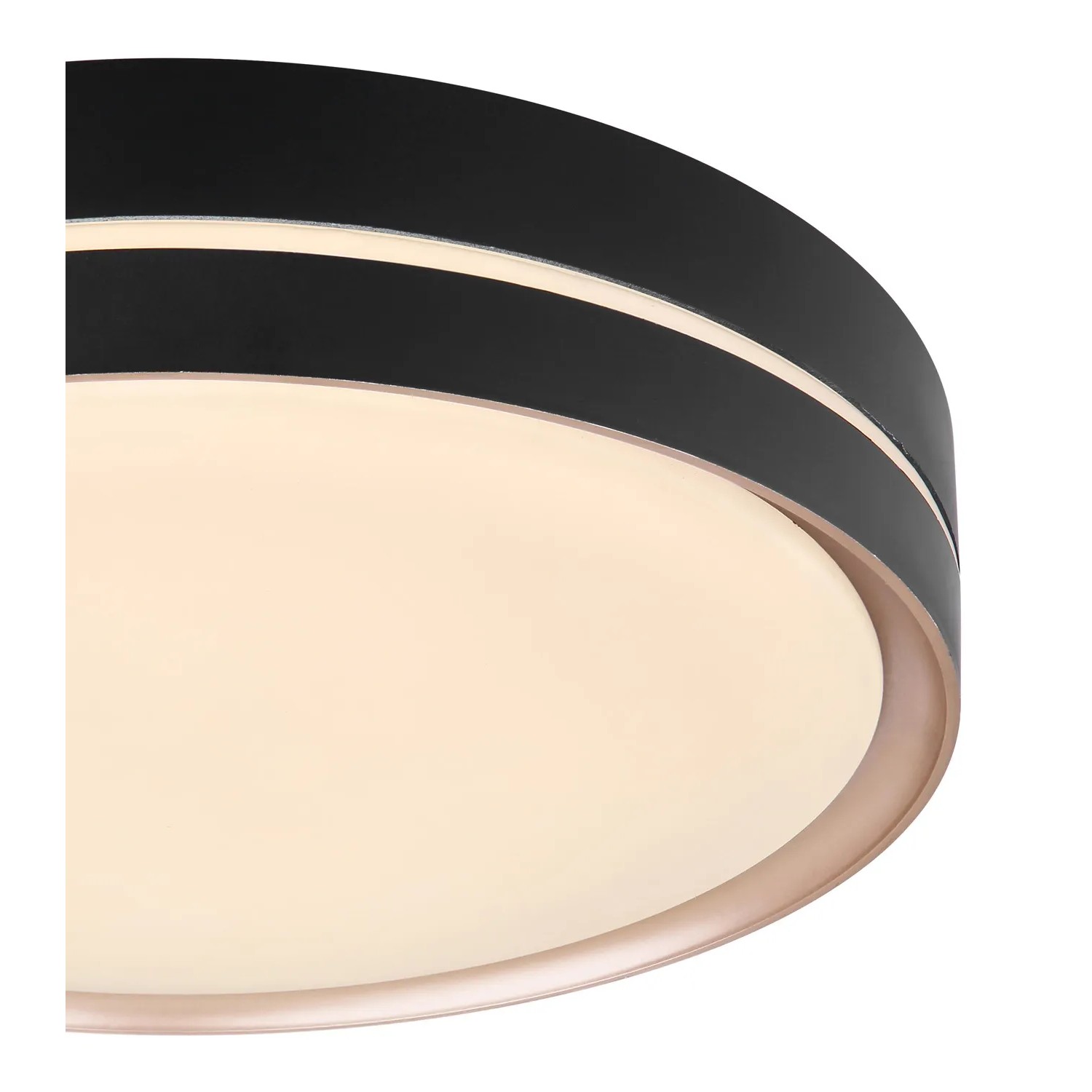 Globo LED-Deckenleuchte Manni, schwarz, Ø 38,5 cm. Dimmbare Lampe mit Fernbedienung.