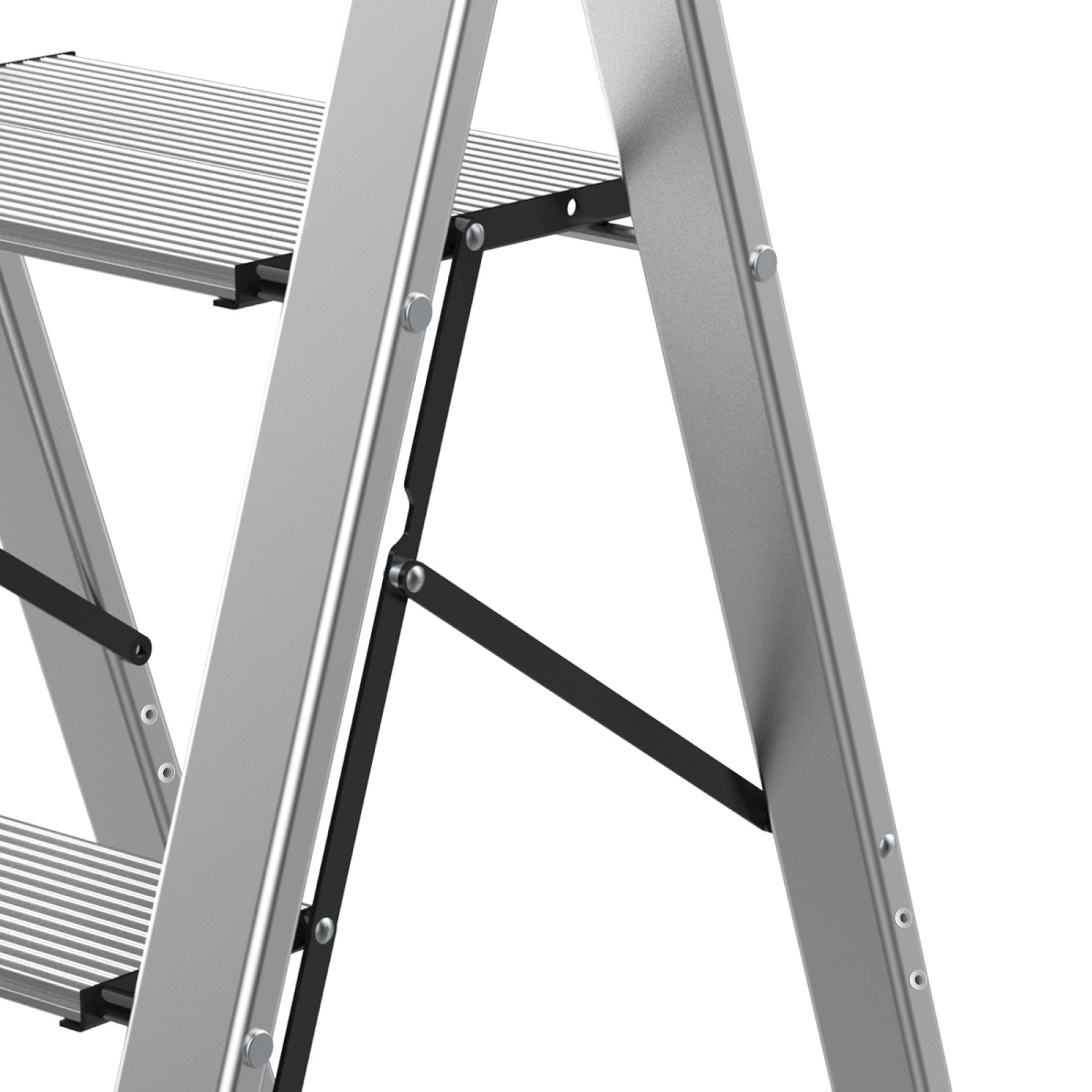 Detailansicht: Mephisto Aluminium Klappleiter mit 3 Stufen, max. 150 kg Tragkraft.