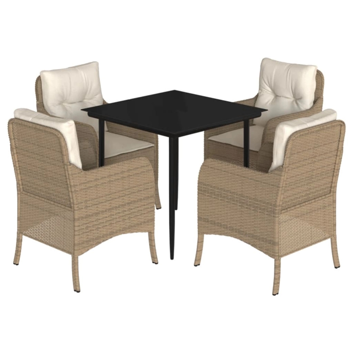 vidaXL 5-Tlg Garten-Essgruppe mit Kissen Beige Poly Rattan 3211963