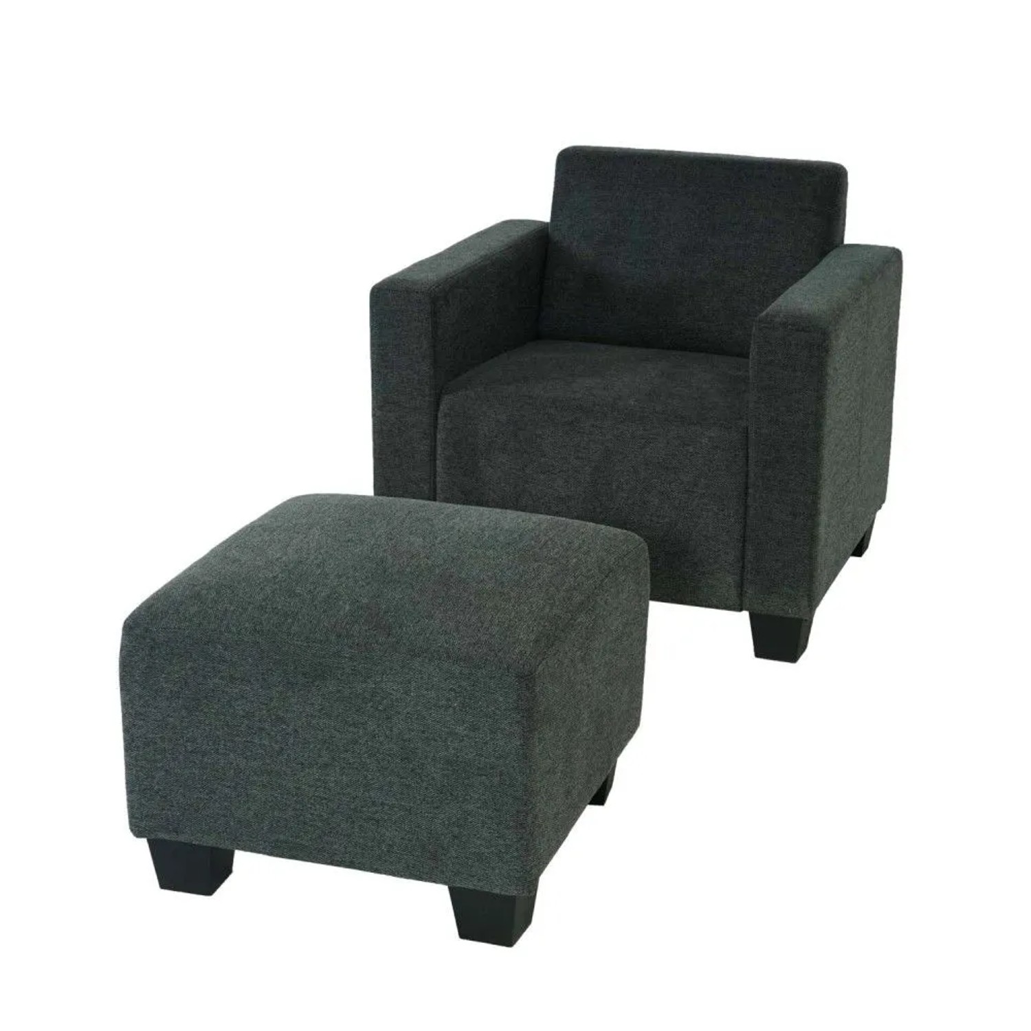 MCW Sessel mit Ottomane Moncalieri Anthrazit-Grau