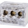 Steckklemme, 3-polig, für Leiter von 0,5-2,5 mm², transparent, zur Verbindung von Elektrokabeln.