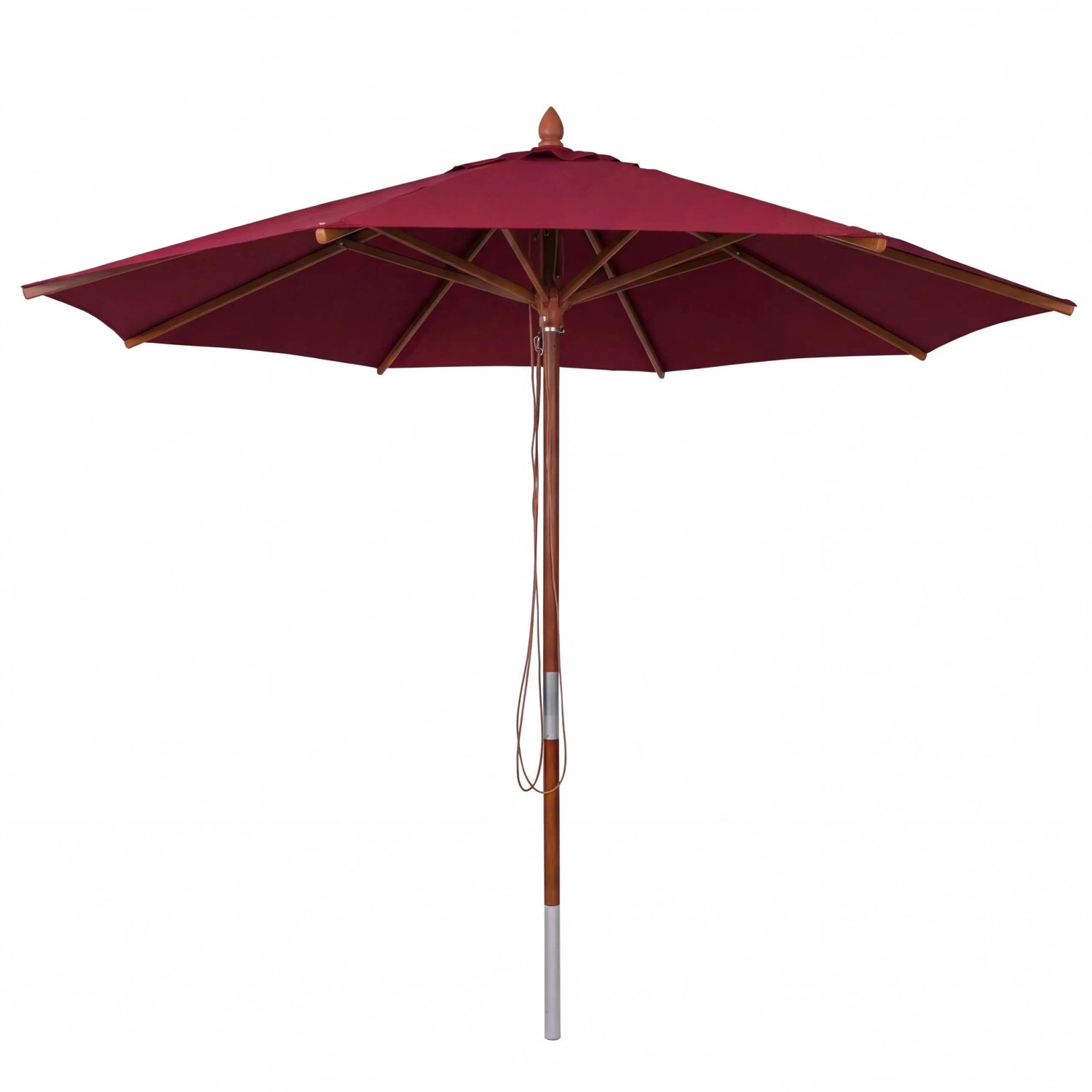 MCW Gastronomie Holz-Sonnenschirm C57b Rund Seilzug Stoßsicher Bordeaux