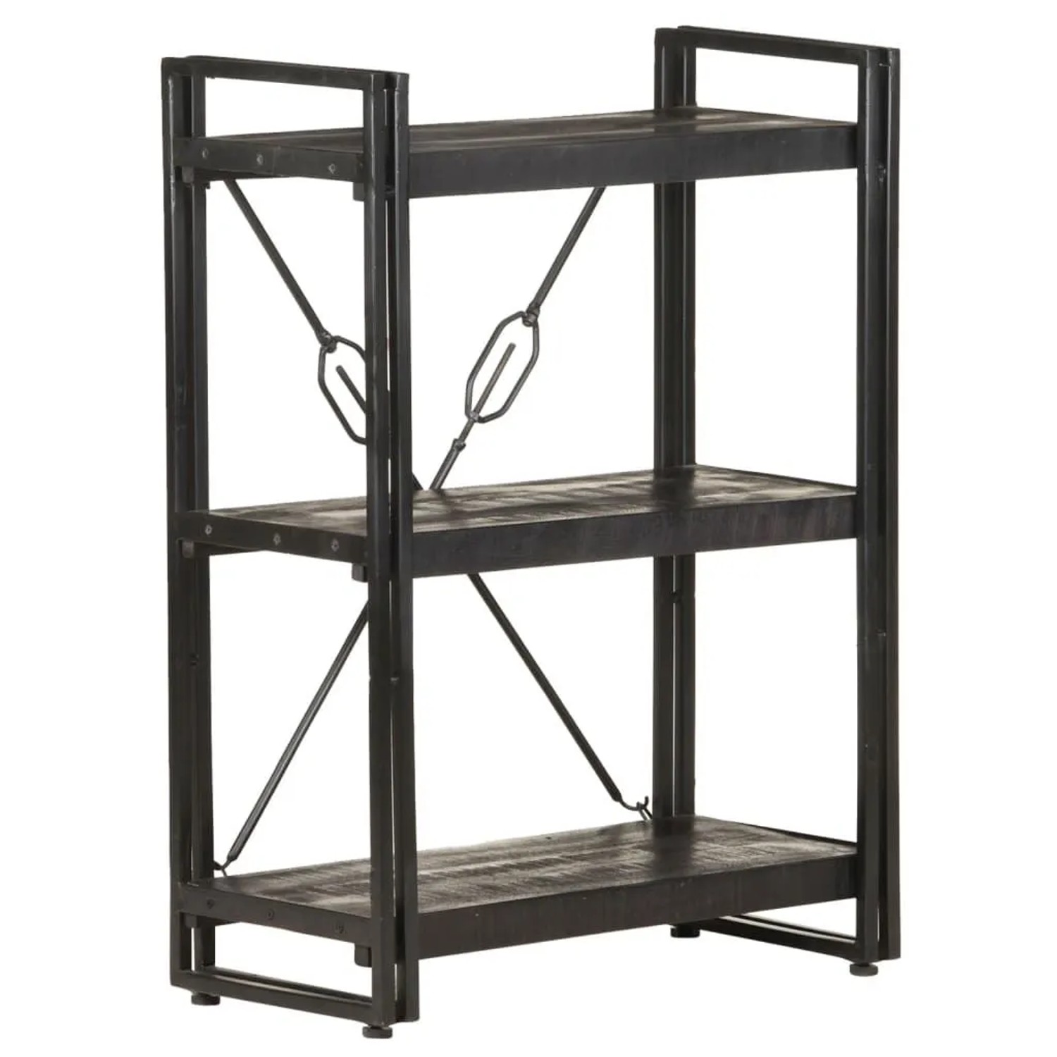vidaXL Bücherregal 3 Fächer Schwarz 60x30x80 cm Mango Massivholz 320626