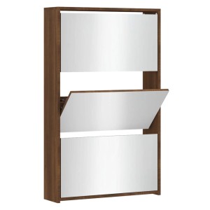 vidaXL Schuhschrank mit Spiegel 3 Fächer Braun Eichen-Optik 342640