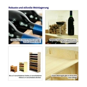 PROREGAL Weinregal Pinotwine aus Kiefernholz, geölt in Braun für 36 Flaschen.