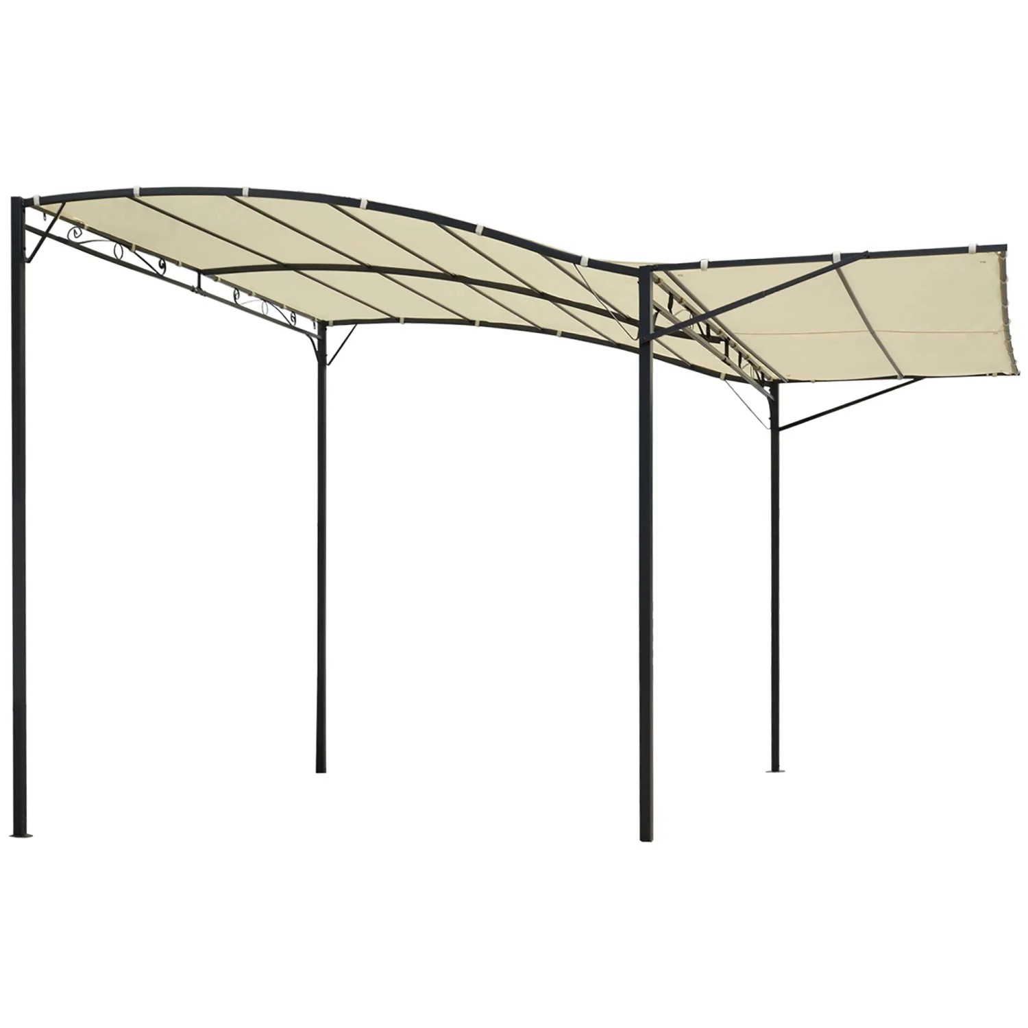 Outsunny Pergola Gazebo Stahl Polyester Cremeweiß L300 x B250 x H200/250 cm günstig online kaufen