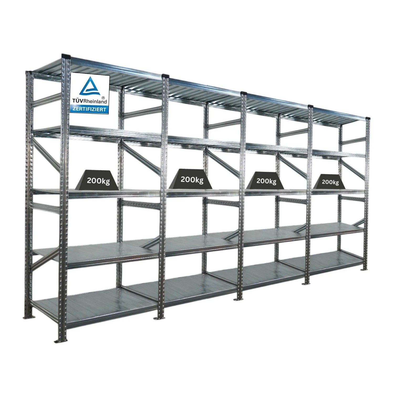 PROREGAL Fachbodenregal Stecksystem Proximo Grundregal HxBxT 200 x 120 x 50 cm 11 Ebenen Fachlast 235 kg Beidseitig Verzinkt