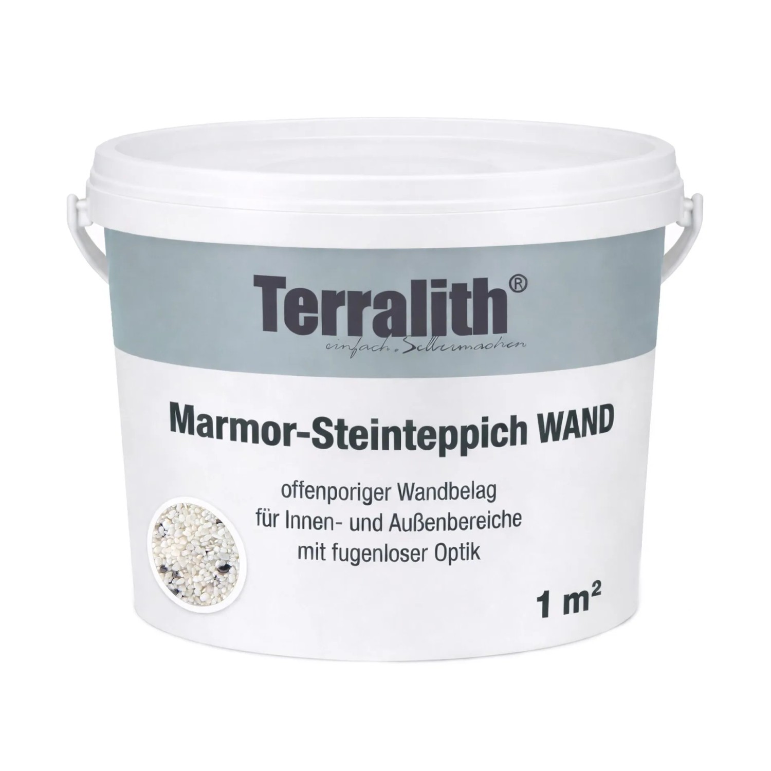 Terralith Edelsteinteppich Wand Hämatit Bianco für 1 m²