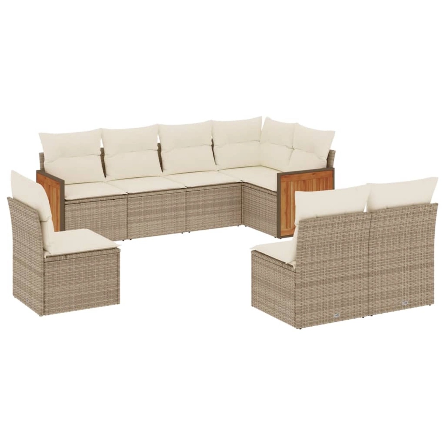 vidaXL 8-Tlg Garten-Sofagarnitur mit Kissen Beige Poly Rattan 3227724 günstig online kaufen