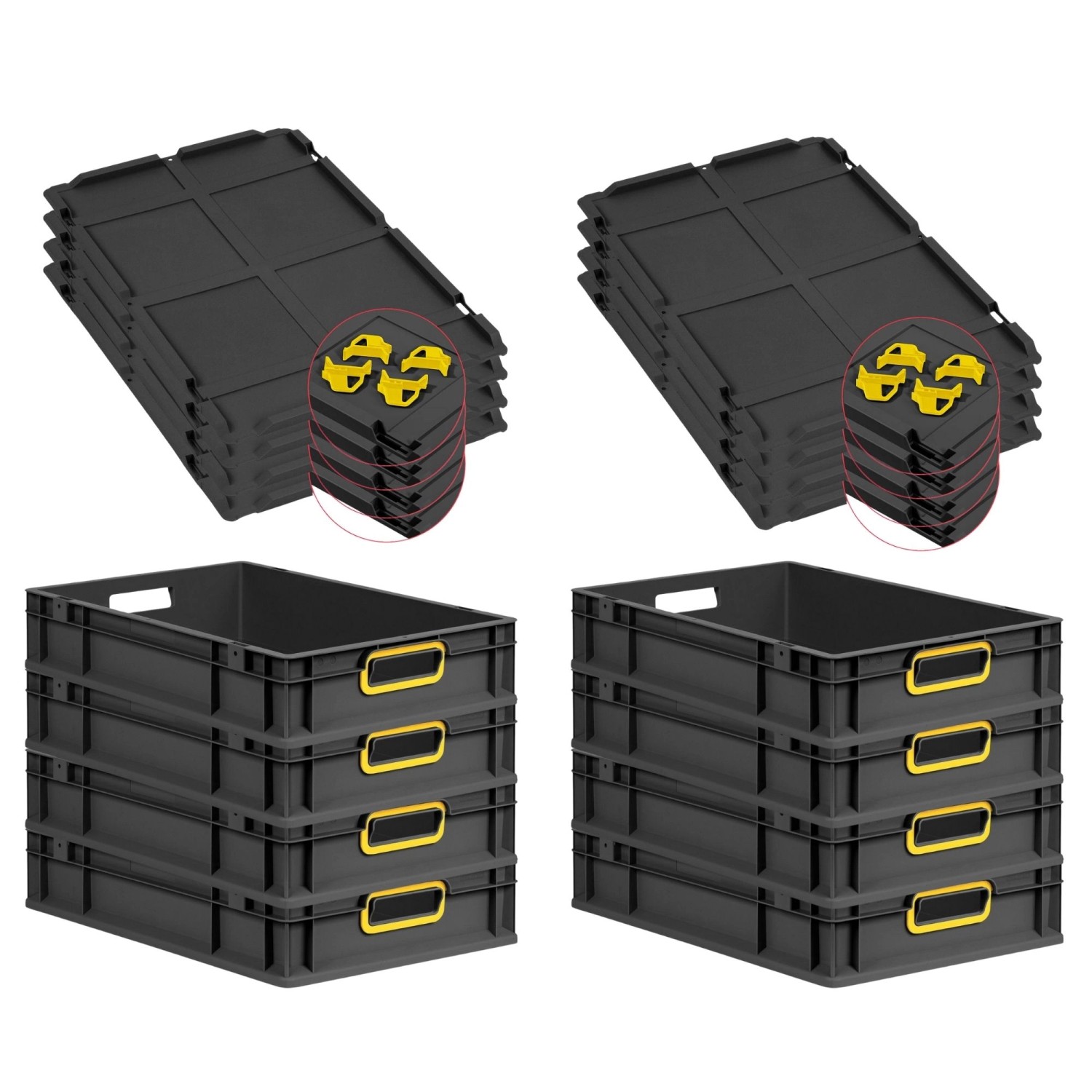PROREGAL SuperSparSet 8x Eurobox Nextgen Color Mit Auflagedeckel HxBxT 12x4 günstig online kaufen