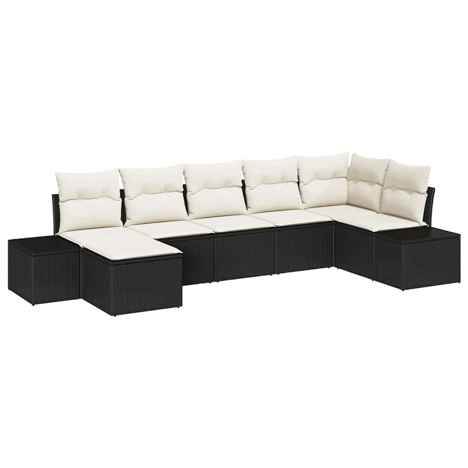 vidaXL Garten-Sofa-Set mit Kissen 7-Tlg Schwarz PE Rattan 3355816 günstig online kaufen