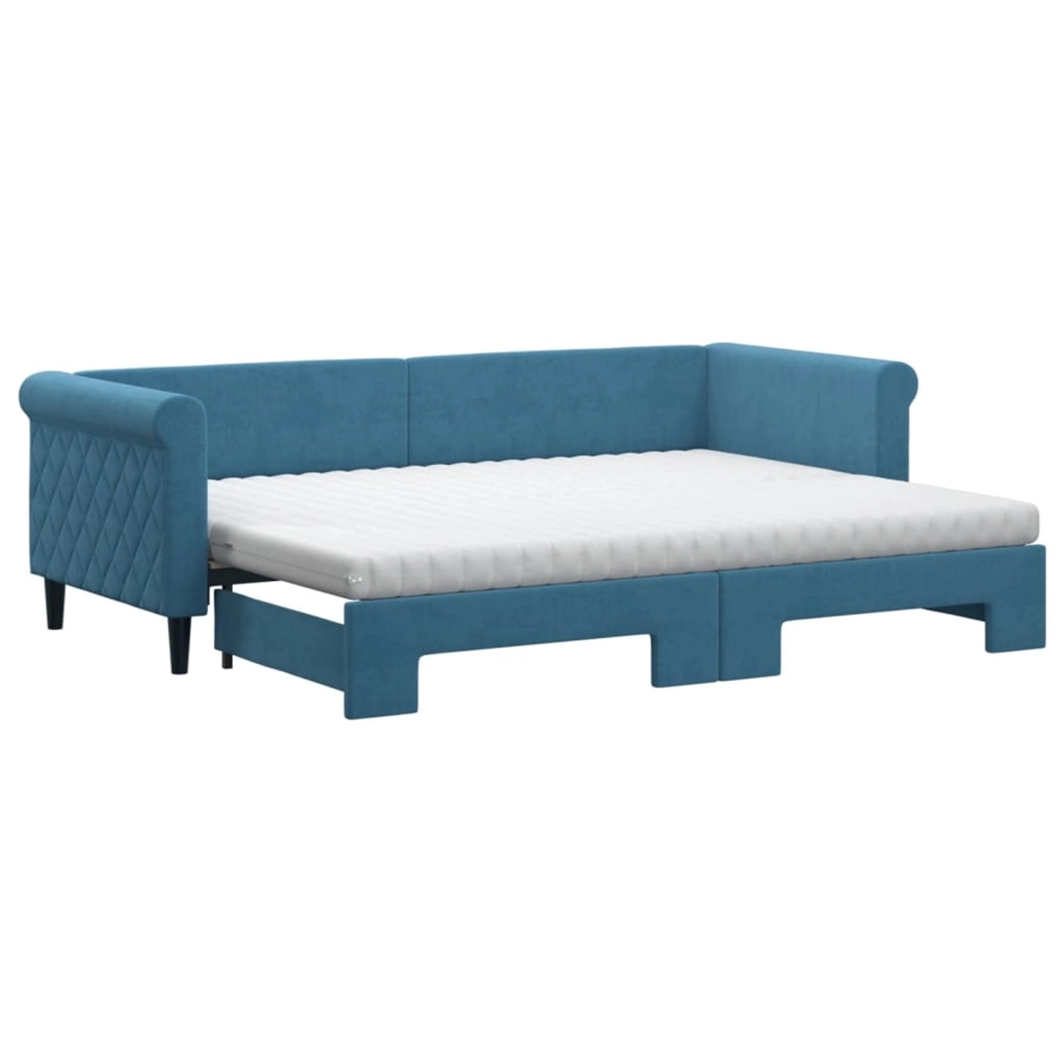 vidaXL Tagesbett Ausziehbar mit Matratzen Blau 80x200 cm Samt1898723