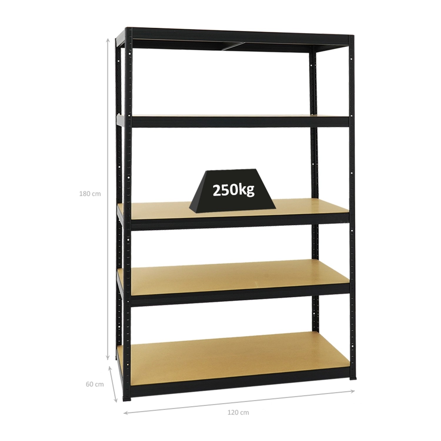 PROREGAL Schwerlastregal Big Elephant & Werkbank Big Dino Set, 180x120x60cm, schwarz.