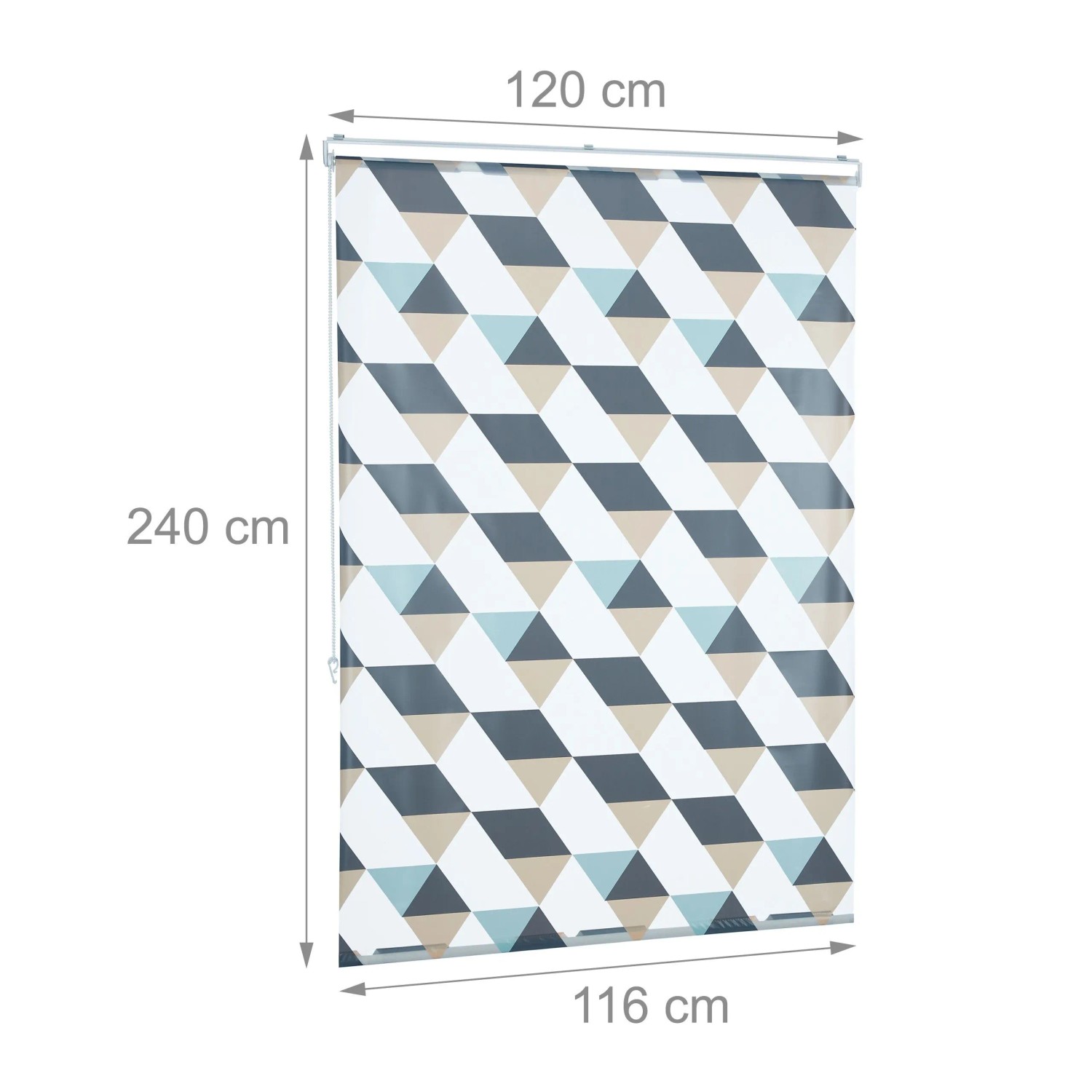 Relaxdays Duschrollo Kunststoff Aluminium Grau Blau Beige Wasserabweisend 120 cm x 240 cm_4