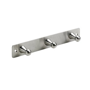 Hettich Hakenleiste aus Edelstahl mit 3 Haken zur Wandmontage.