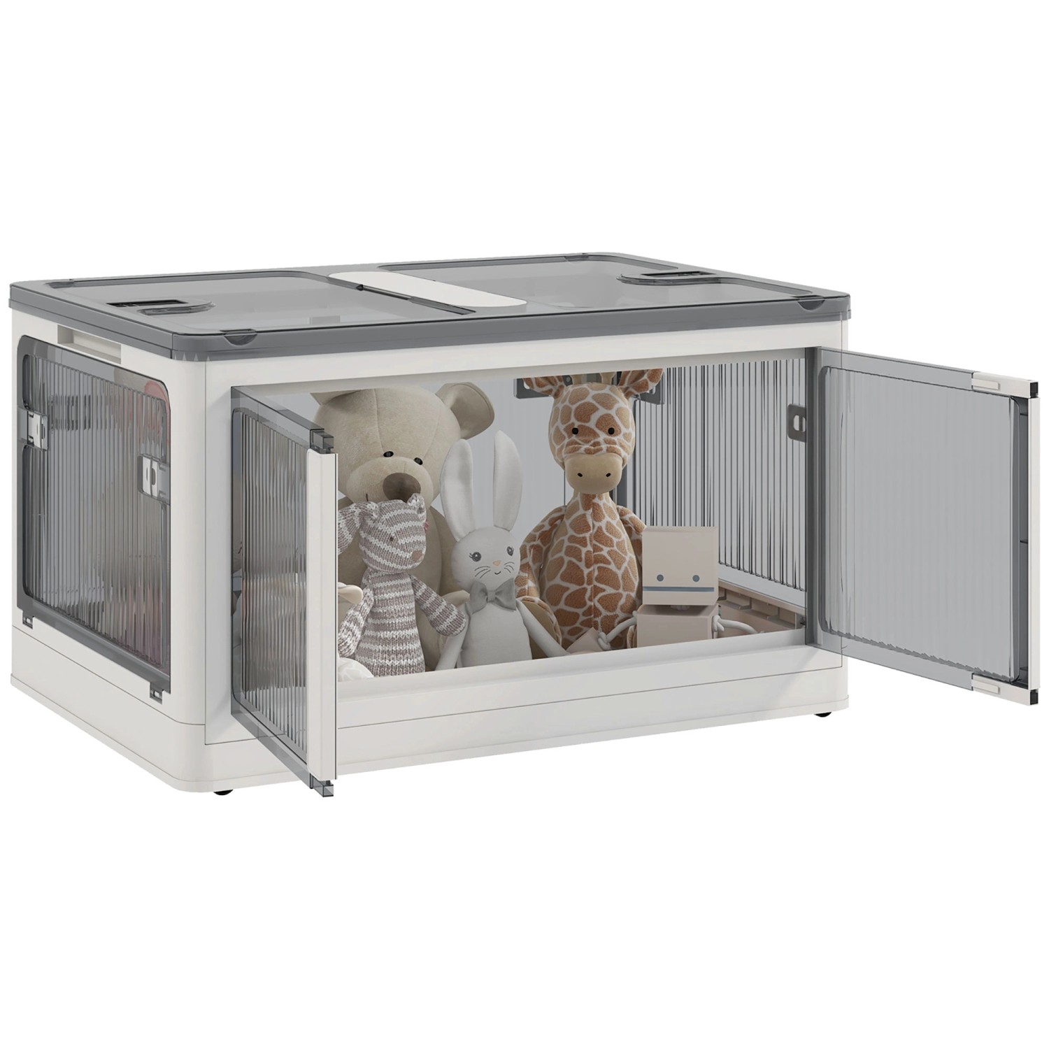 HOMCOM Aufbewahrungsbox 69L Stapelbar mit Rollen Weiß günstig online kaufen