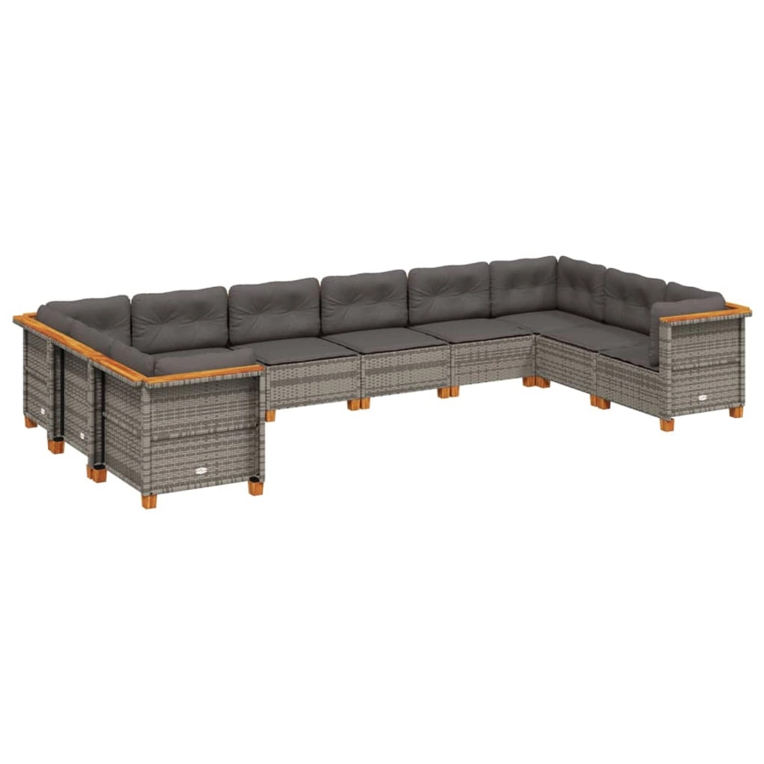 vidaXL 10-Tlg Garten-Sofagarnitur mit Kissen Grau Poly Rattan 3262020 günstig online kaufen