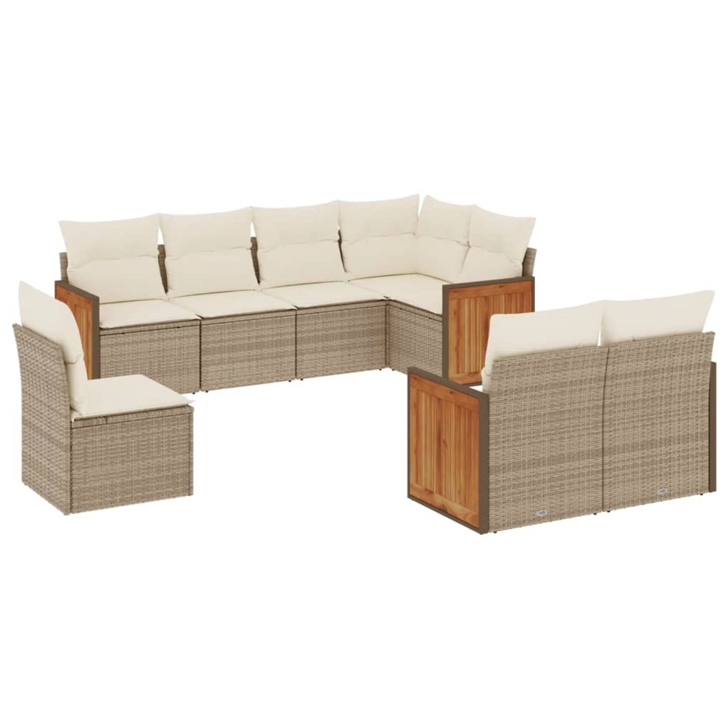 vidaXL 8-Tlg Garten-Sofagarnitur mit Kissen Beige Poly Rattan 3227843 günstig online kaufen