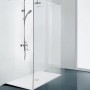 Sanotechnik Duschtrennwand Elegance mit Chrom Teleskophalterung und Duscharmatur.