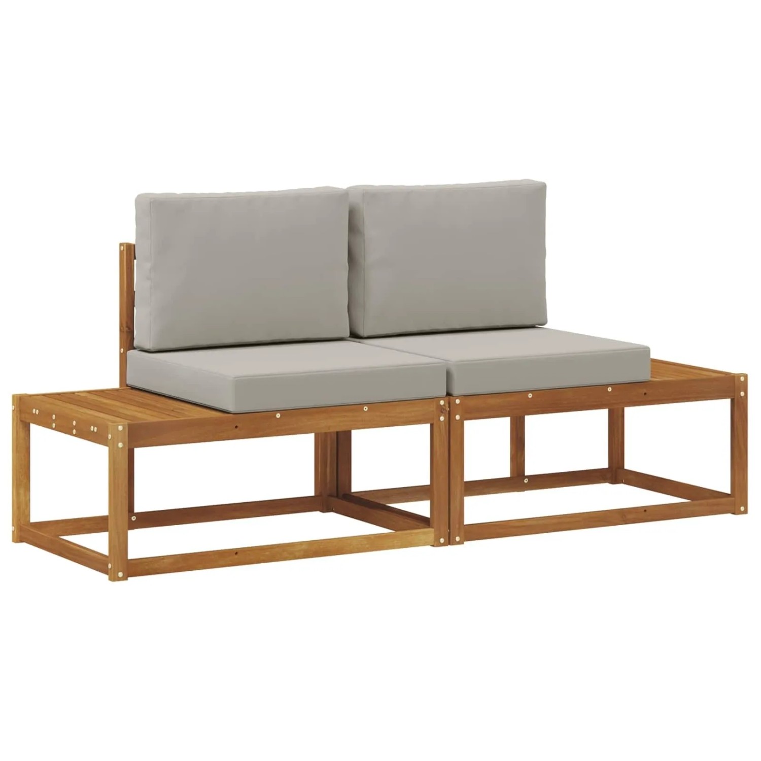 vidaXL Outdoor End Sofa mit Kissen 2 Stück Natur und Hellgrau 900480