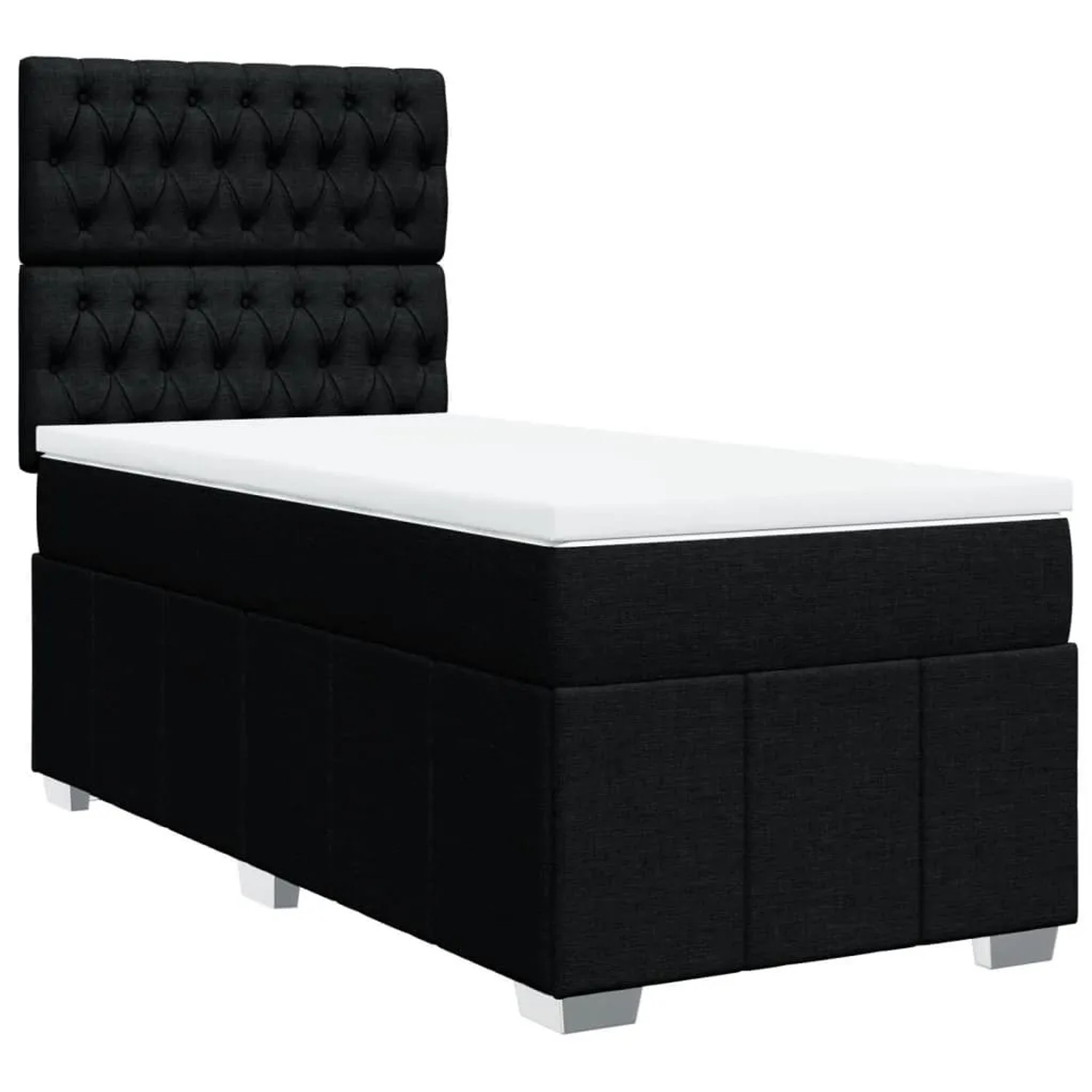 vidaXL Boxspringbett mit Matratze Schwarz 90x200 cm Stoff 3293860