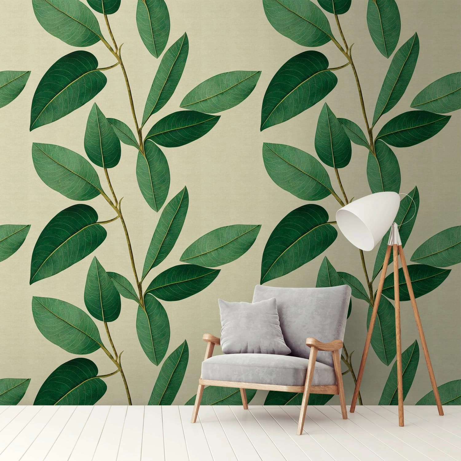 PROFHOME 398661-GU Fototapete Floral Matt Grün Braun 1,59 m x 2,8 m 0,53 m günstig online kaufen