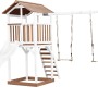 Axi Beach Tower Spielturm mit Doppelschaukel, Rutsche, Holz, braun-weiß.