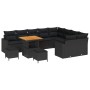 Schwarzes 12-tlg. vidaXL Garten-Sofa-Set aus Poly Rattan mit Tisch und Hockern.