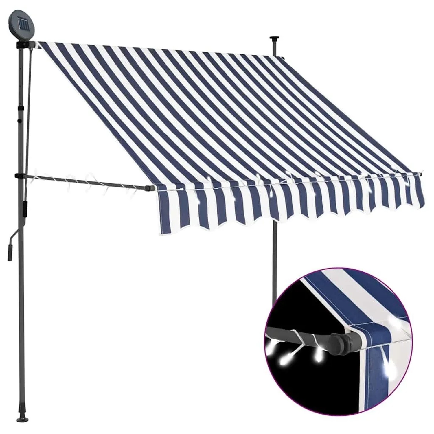 vidaXL Einziehbare Markise Handbetrieben mit LED 100 cm Blau und Weiß 145841