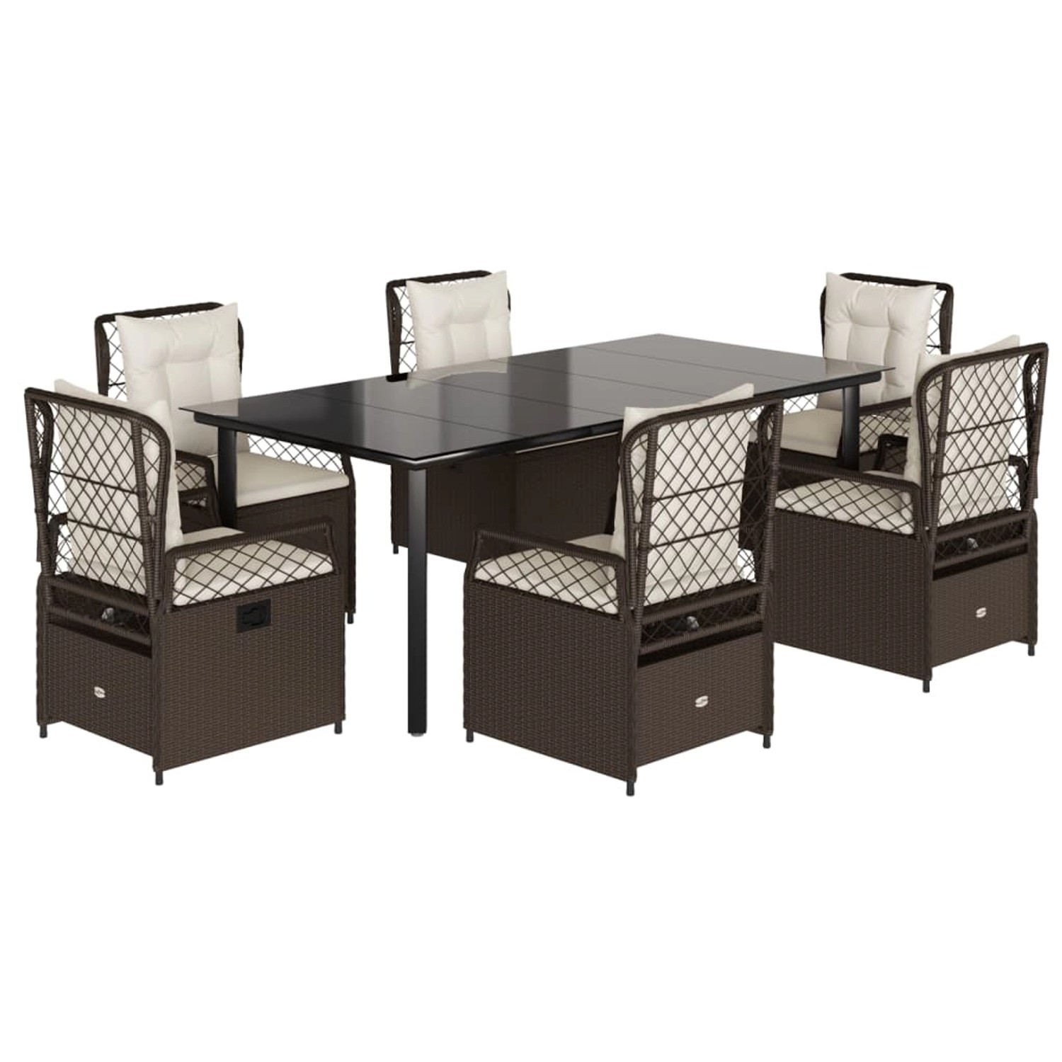 vidaXL 7-Tlg Garten-Essgruppe mit Kissen Braun Poly Rattan 3262983 günstig online kaufen
